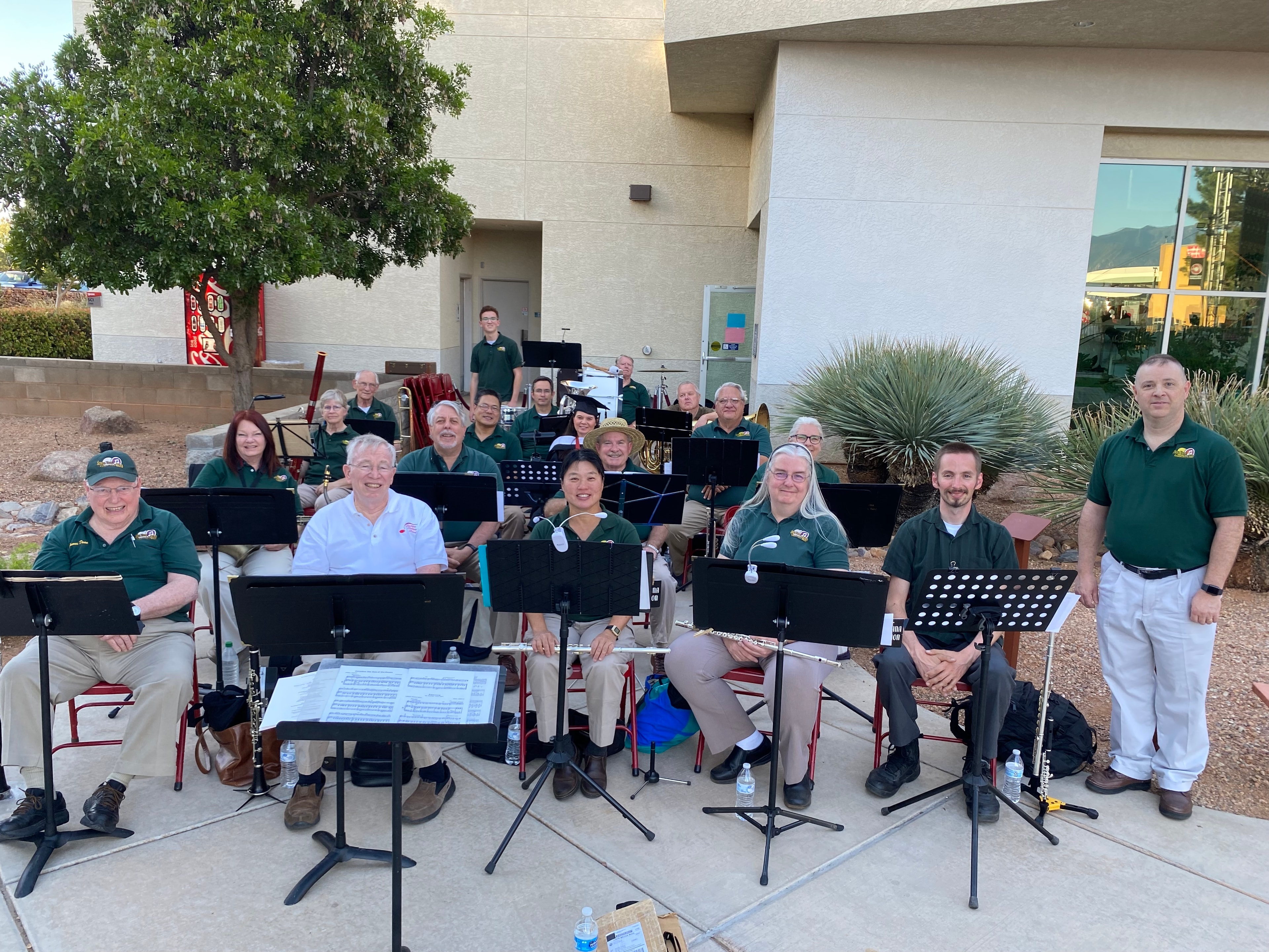 Sierra Vista Community Band performing outdoors at Cochise College