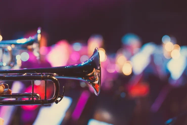 Trumpet with colorful bokeh lights
